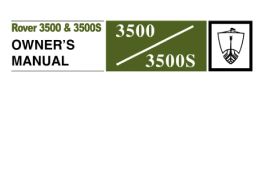 Rover 3500 & 3500S Series 2 (P6) Owners Handbook
