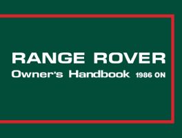 Range Rover (1986 On) Owner's Handbook
