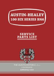 Austin-Healey 100 Six Series BN6 Service Parts List